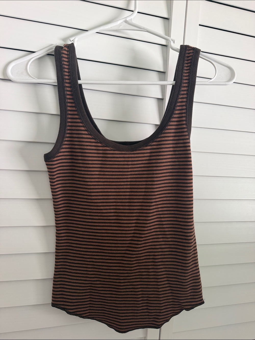 aerie Brown & Black Striped Ribbed Scoop Tank